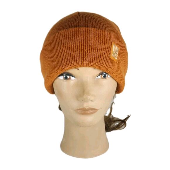 Topo Designs Unisex OS Orange/brown Acrylic Knit Cuffed Watchman Beanie Hat - Picture 1 of 9